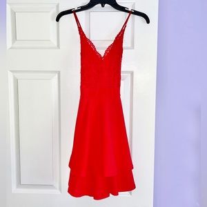 Rue 21 Red Lace Floral Fit And Flare Dress